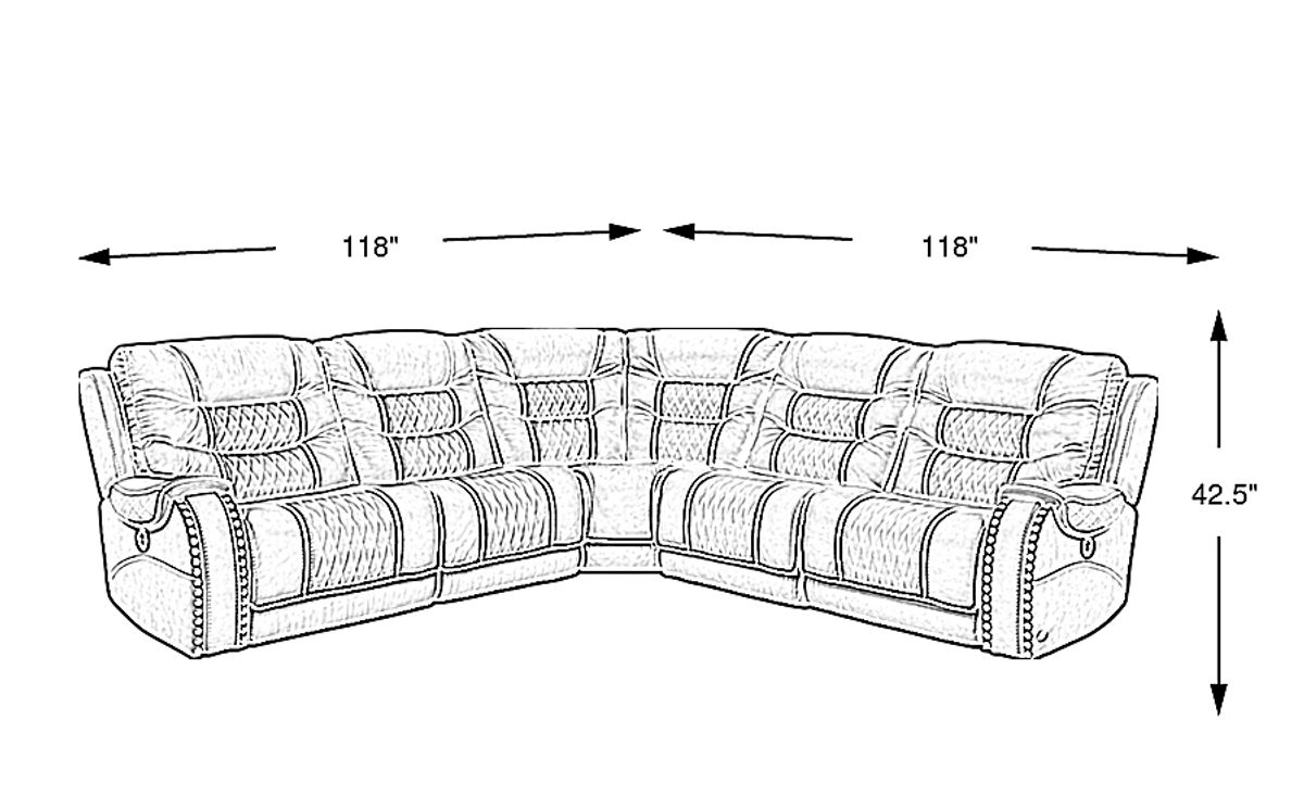 Headliner Gray Leather 5 Pc Dual Power Reclining Sectional Rooms to Go