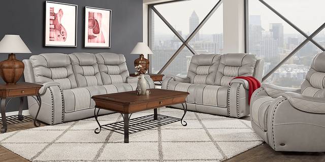Eric Church Highway To Home Headliner Gray Leather 5 Pc Living Room with Reclining Sofa - Thumbnail - Image 1