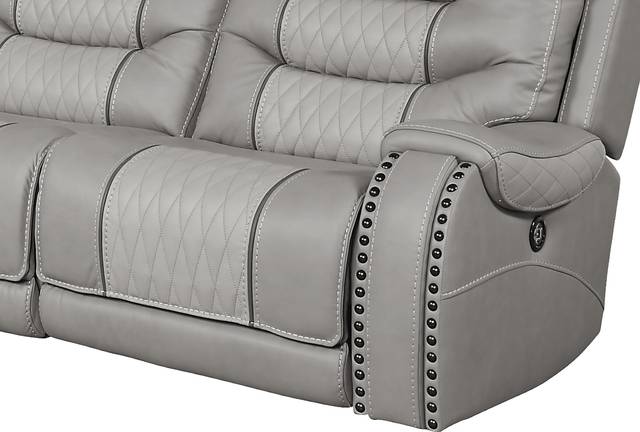 Eric Church Highway To Home Headliner Gray Leather 9 Pc Dual Power Reclining Sectional Living Room - Thumbnail - Image 9