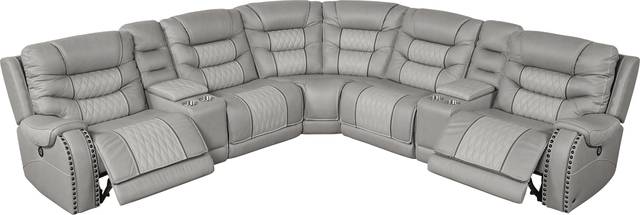 Eric Church Highway To Home Headliner Gray Leather 7 Pc Dual Power Reclining Sectional - Thumbnail - Image 4