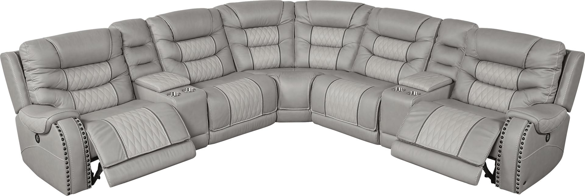 Eric Church Highway To Home Headliner Gray Leather 7 Pc Dual Power Reclining Sectional - Image 4