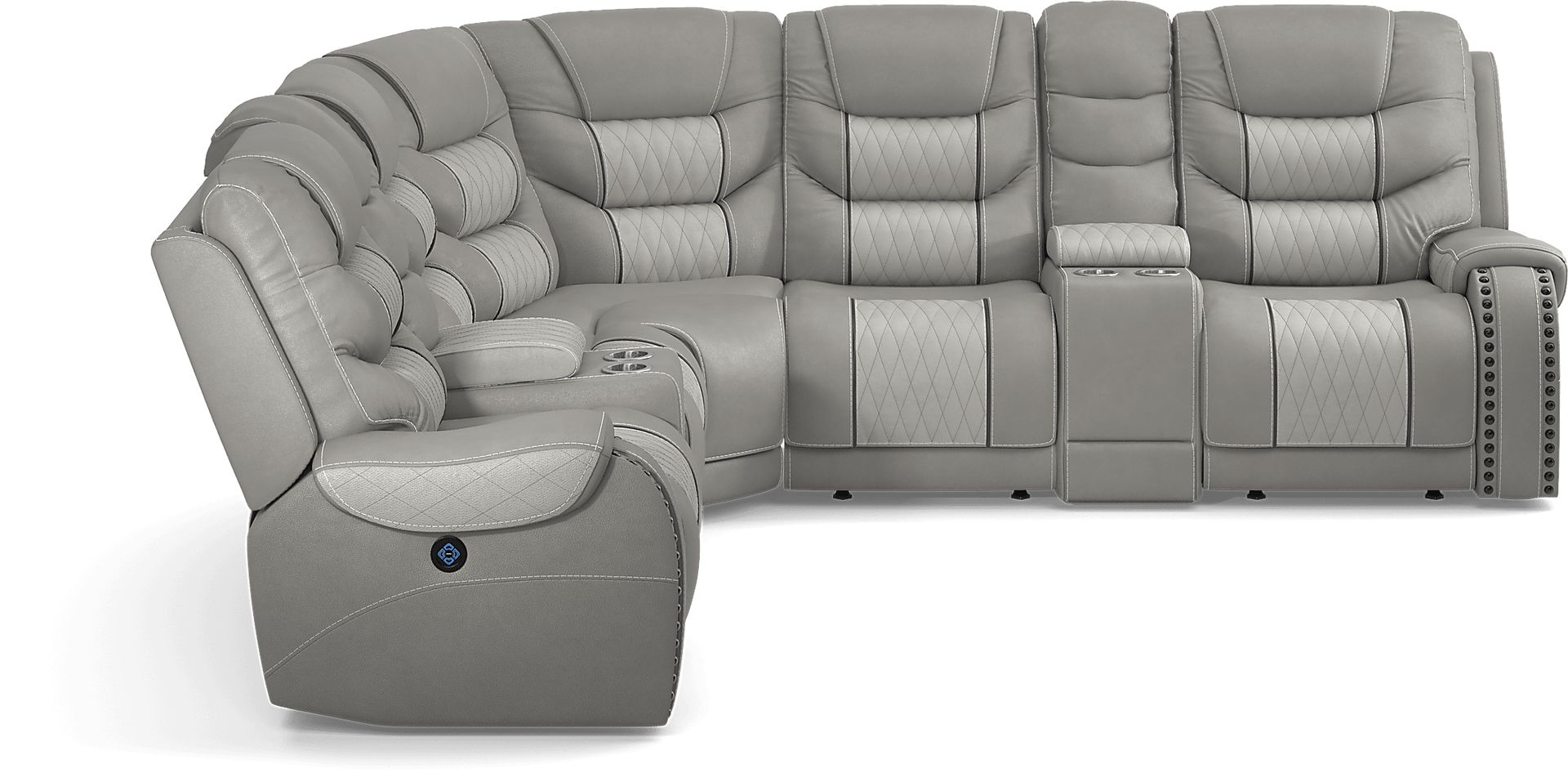 Eric Church Highway To Home Headliner Gray Leather 7 Pc Dual Power Reclining Sectional - Image 5