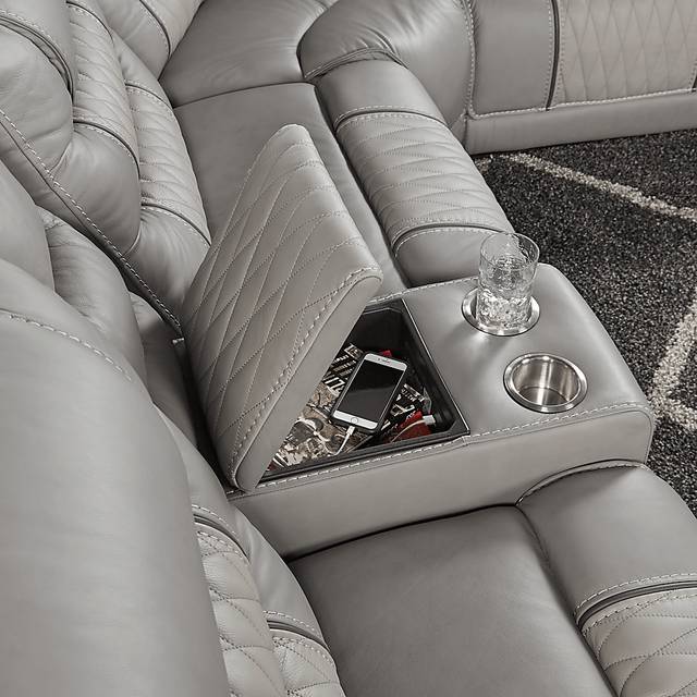 Eric Church Highway To Home Headliner Gray Leather 9 Pc Dual Power Reclining Sectional Living Room - Thumbnail - Image 2