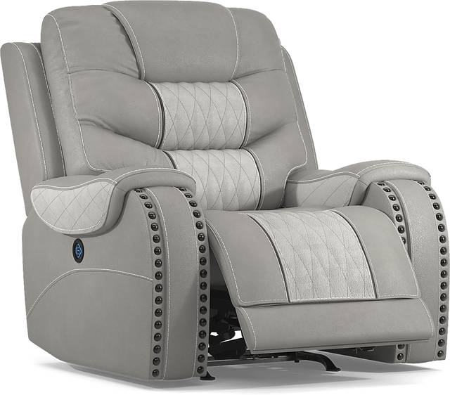 Headliner Gray Leather 3 Pc Dual Power Reclining Living Room - Thumbnail - Image 17