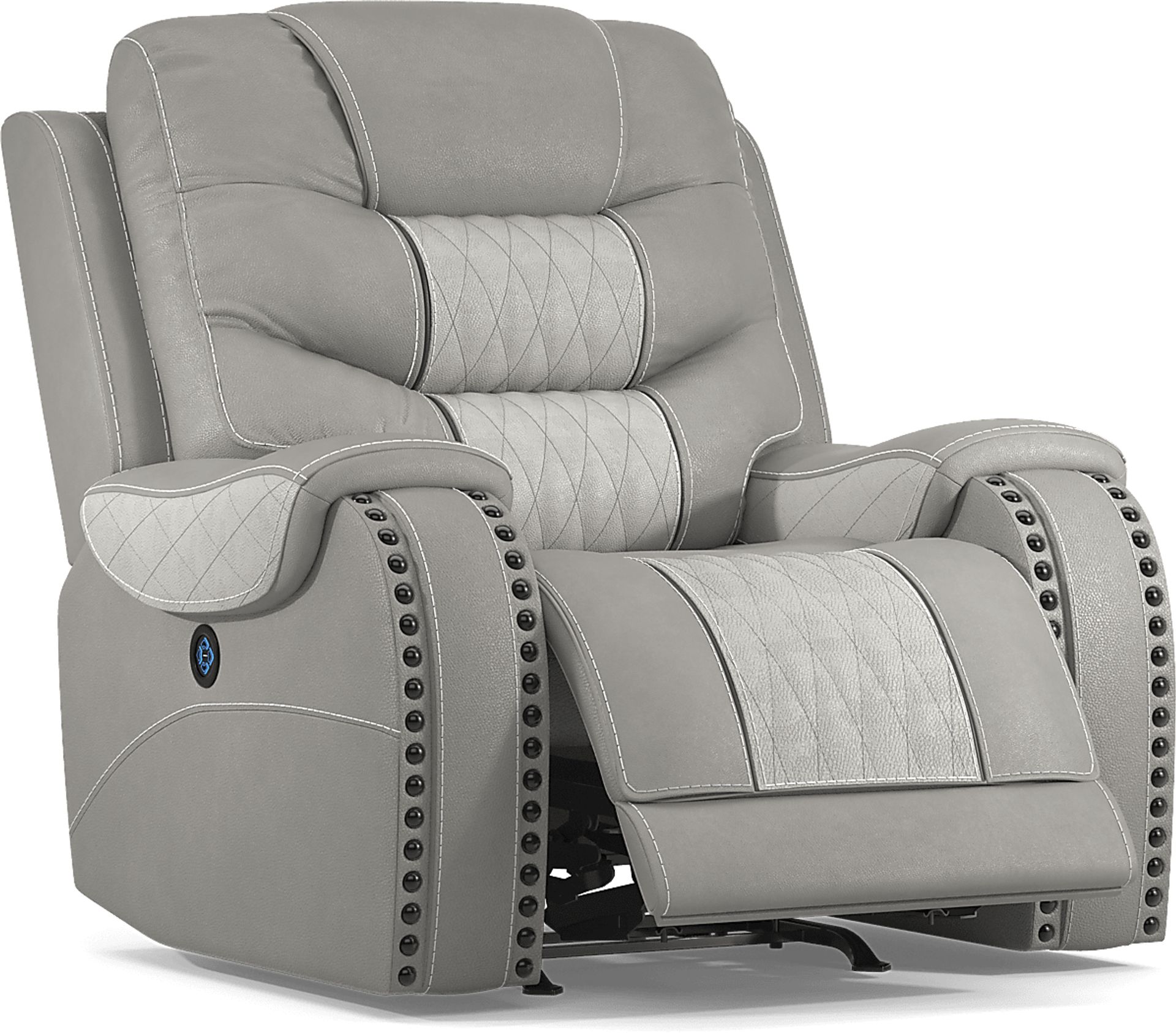 Headliner Gray Leather 3 Pc Dual Power Reclining Living Room - Image 17