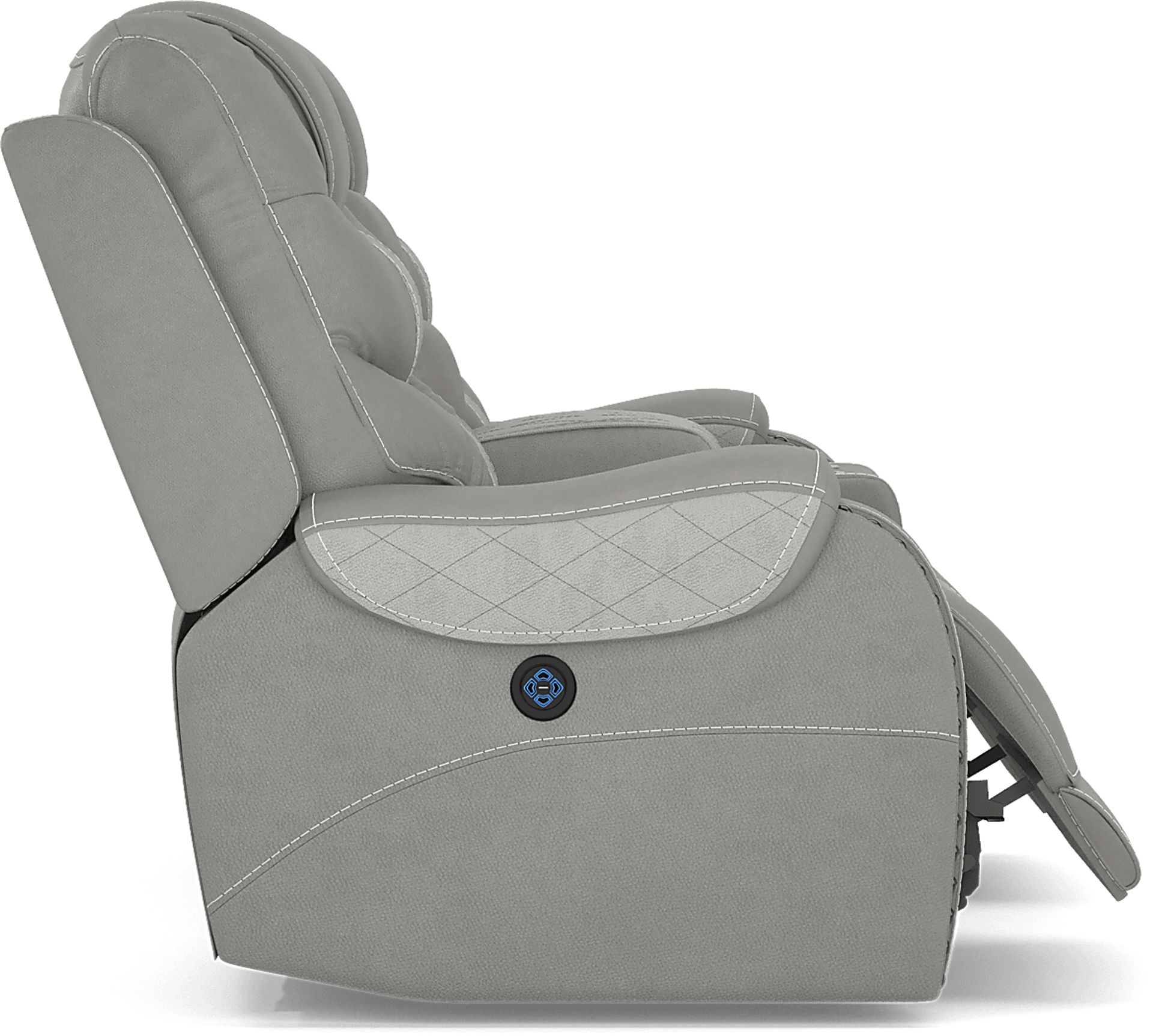 Headliner Gray Leather Dual Power Reclining Console Loveseat - Image 4