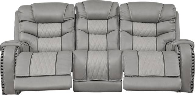 Eric Church Highway To Home Headliner Gray Leather Dual Power Reclining Sofa - Thumbnail - Image 2