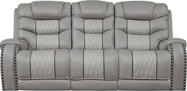 Eric Church Highway To Home Headliner Gray Leather Dual Power Reclining Sofa - Thumbnail - Image 1