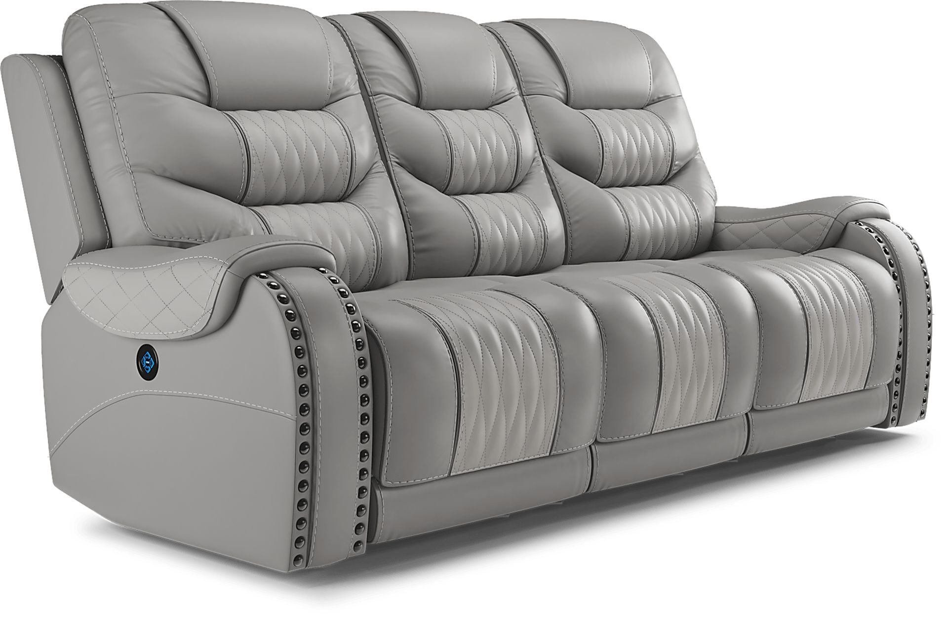 Headliner Gray Leather 3 Pc Dual Power Reclining Living Room - Image 3
