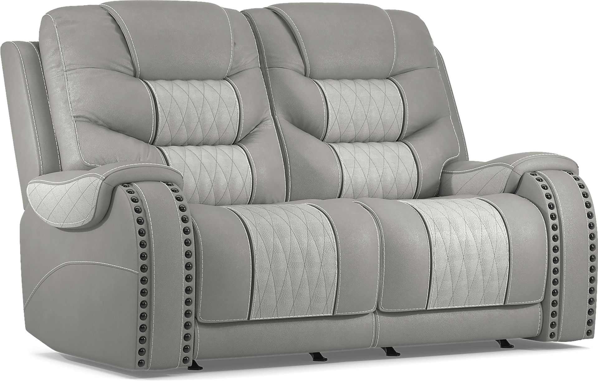 Headliner Gray Leather Loveseat - Image 2