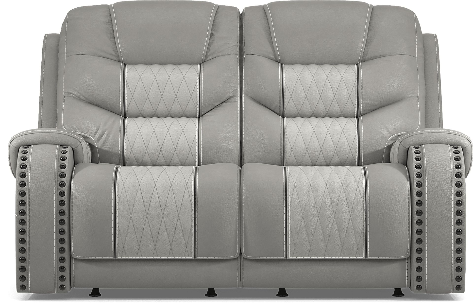 Headliner Gray Leather Loveseat - Image 1