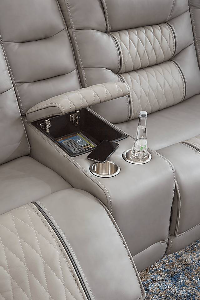Eric Church Highway To Home Headliner Gray Leather Reclining Console Loveseat - Thumbnail - Image 3