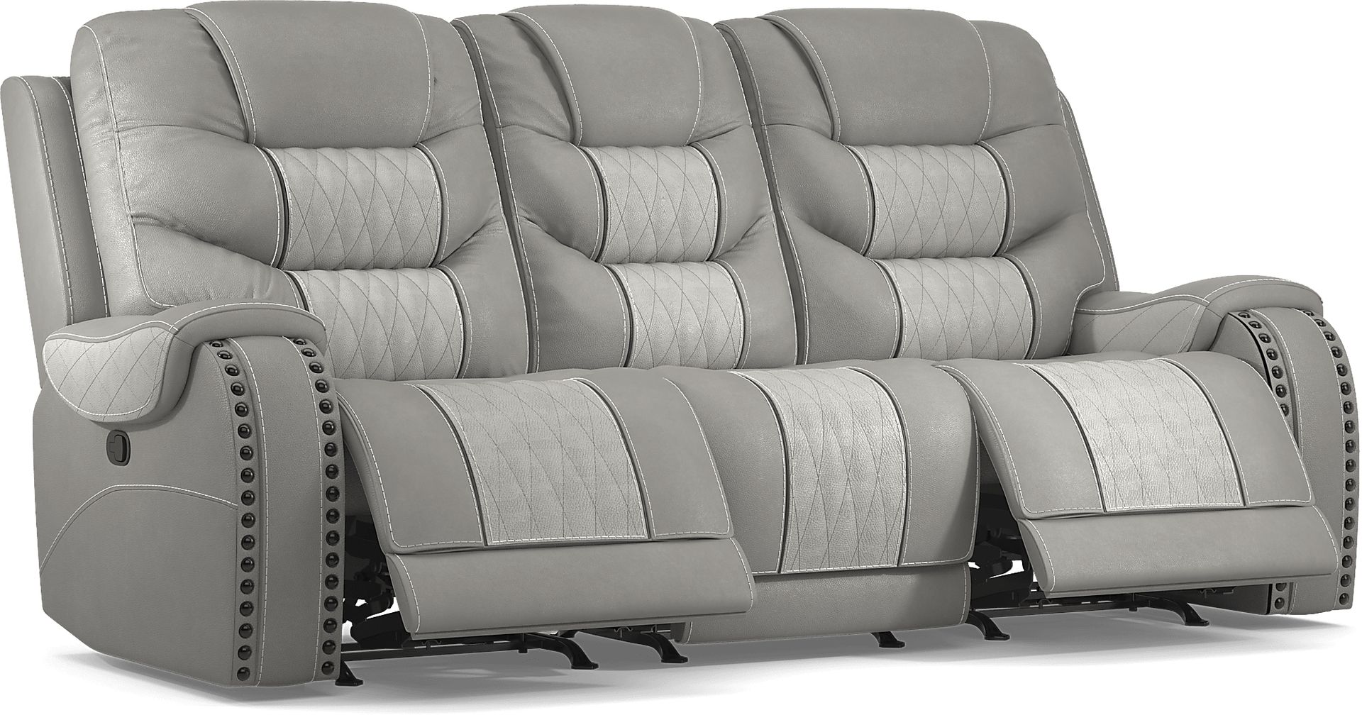 Headliner Gray Leather Reclining Sofa - Image 2