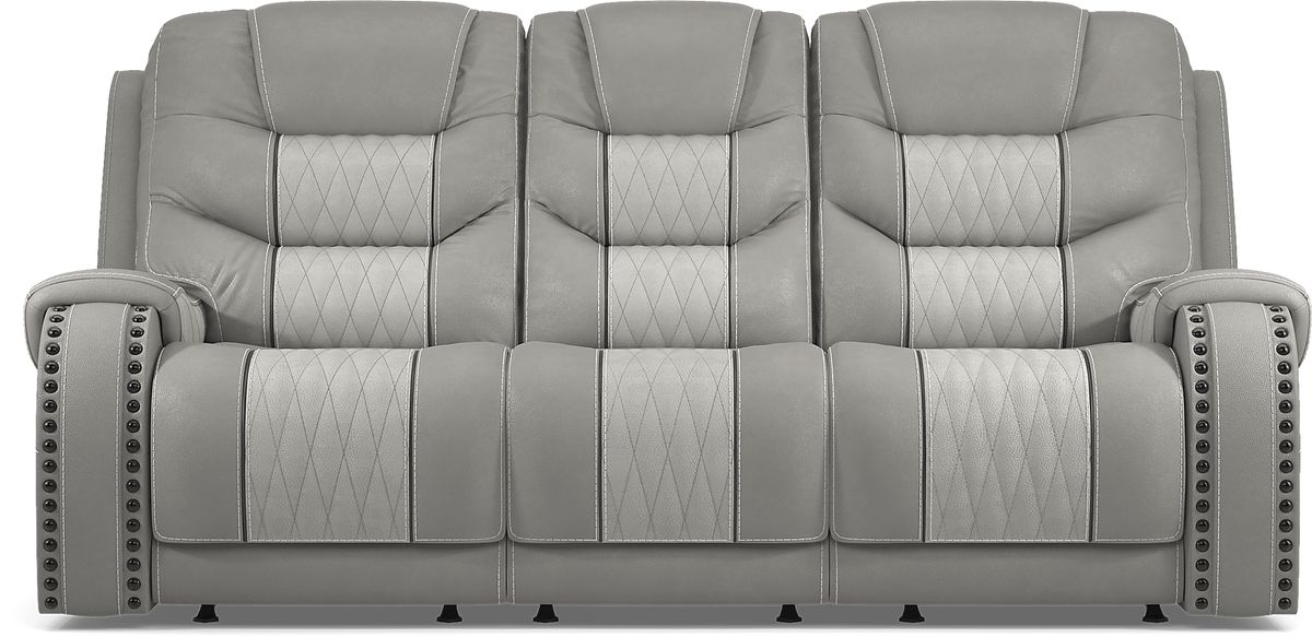 Headliner Gray Leather Non-Power Reclining Sofa | Rooms to Go