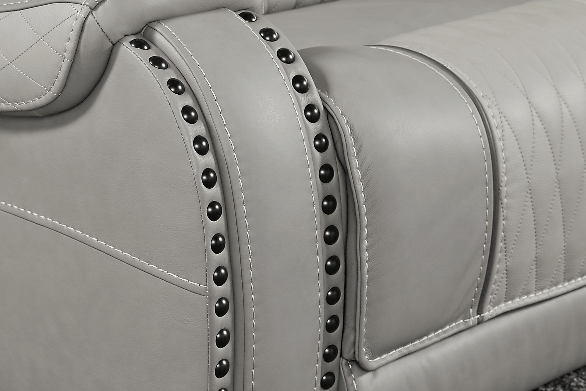 Headliner Gray Leather 7 Pc Dual Power Reclining Sectional - Image 5