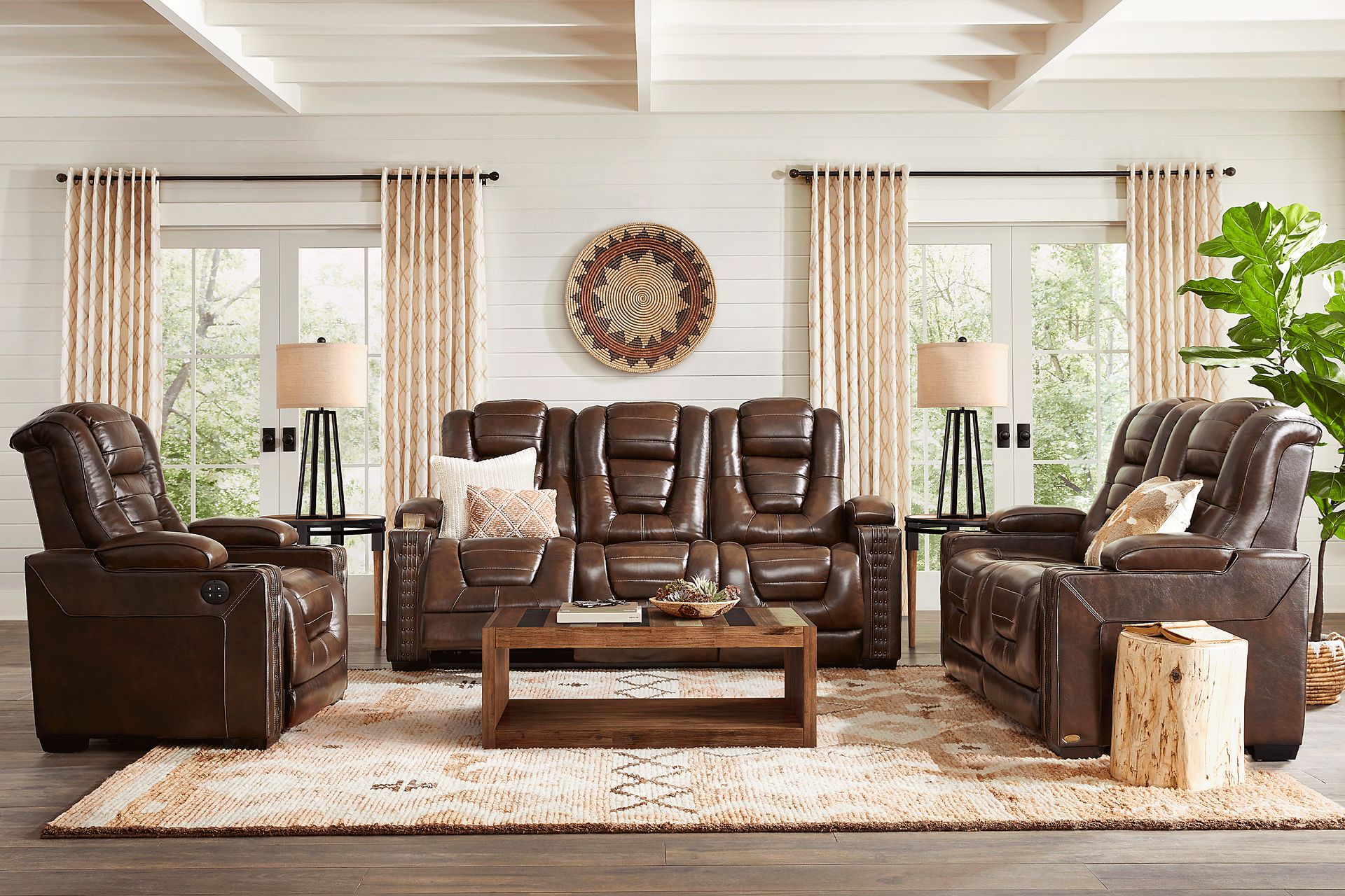 Eric Church Highway To Home Renegade 8 Pc Brown Leather Dual Power