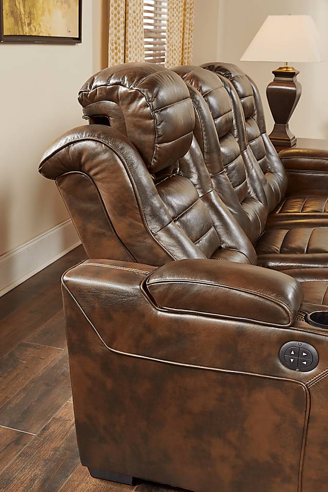 Eric Church Highway To Home Renegade Brown Leather Dual Power Reclining Sofa - Thumbnail - Image 9
