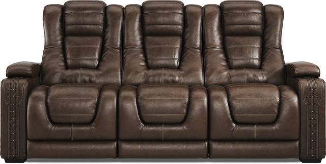 Eric Church Highway To Home Renegade Brown Leather Dual Power Reclining Sofa - Thumbnail - Image 1