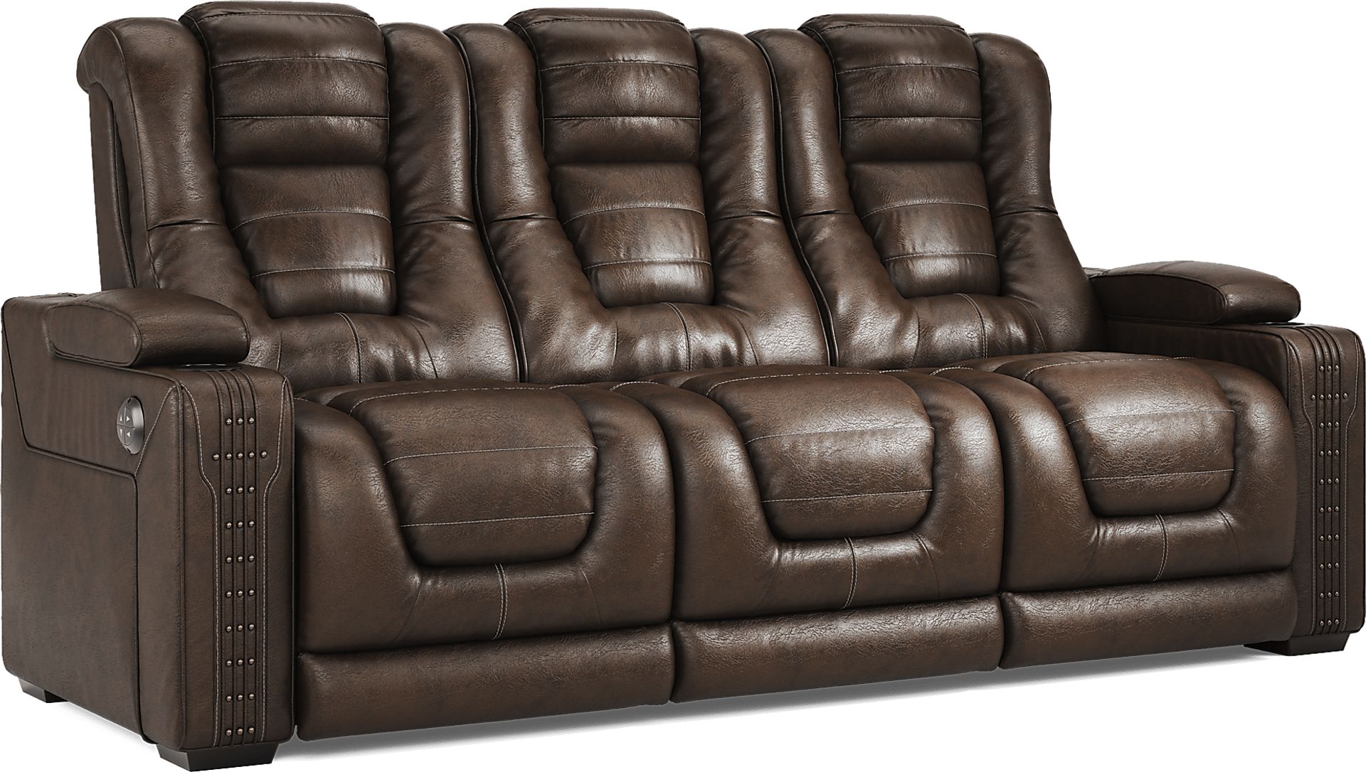 Renegade Brown Leather 7 Pc Living Room with Dual Power Reclining Sofa - Image 3