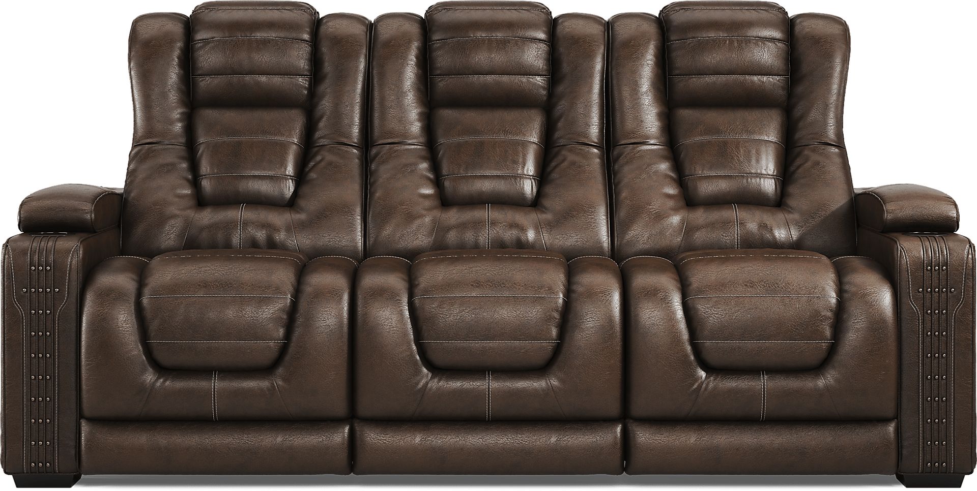 Renegade Brown Leather 7 Pc Living Room with Dual Power Reclining Sofa - Image 2