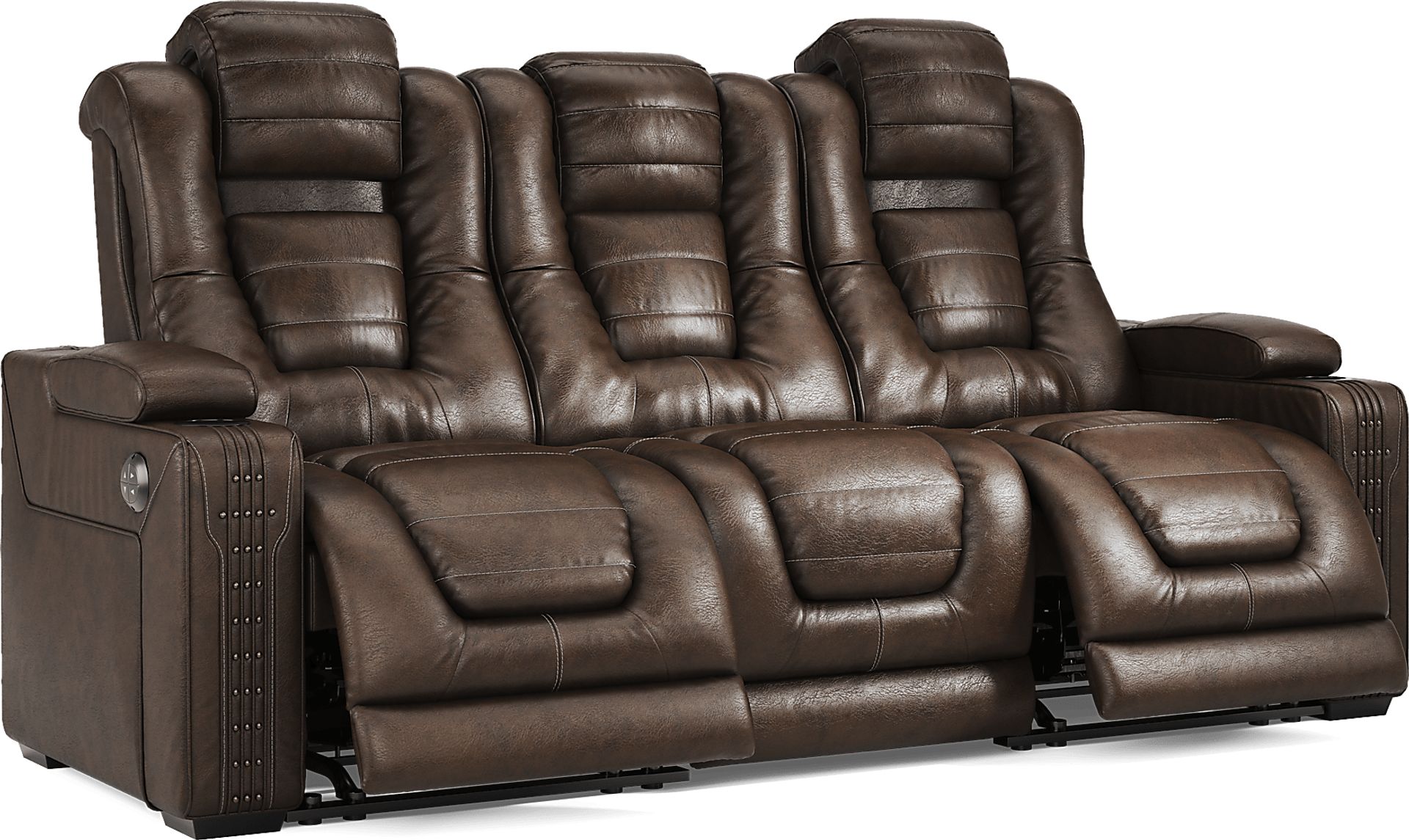Eric Church Highway To Home Renegade Brown Leather Dual Power Reclining Sofa - Image 5