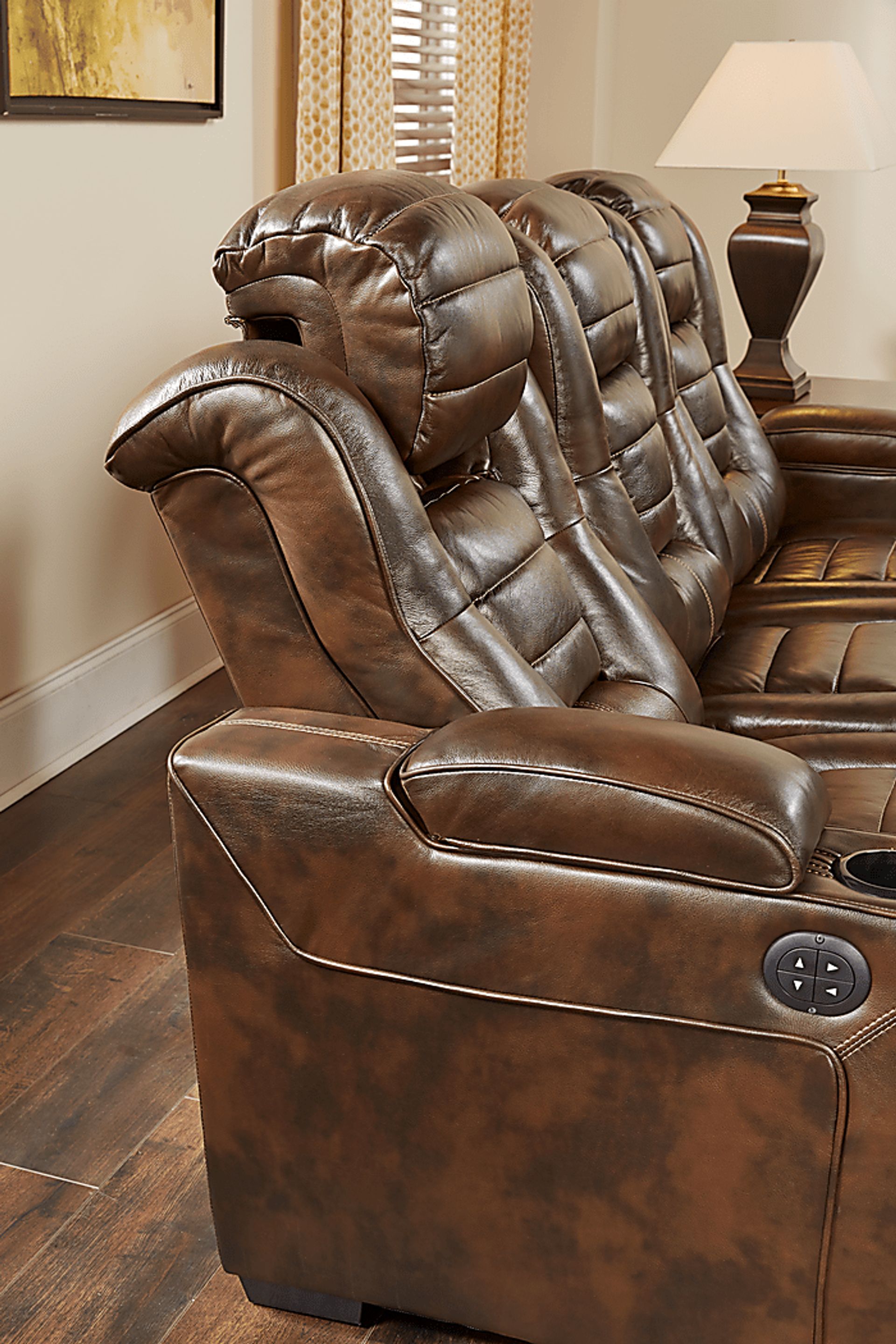 Eric Church Highway To Home Renegade Brown Leather Dual Power Reclining Sofa - Image 10