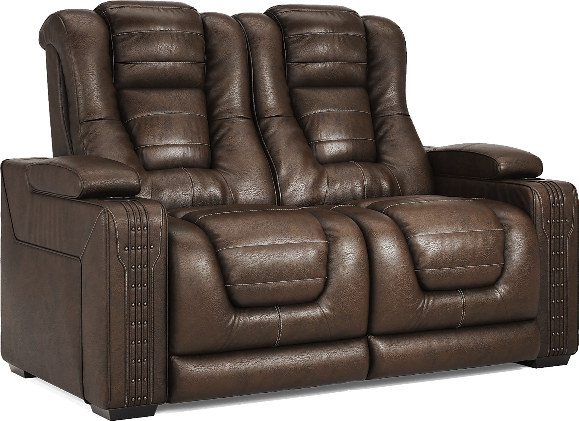 Eric Church Highway To Home Renegade Brown Leather 7 Pc Living Room with Dual Power Reclining Sofa - Image 3