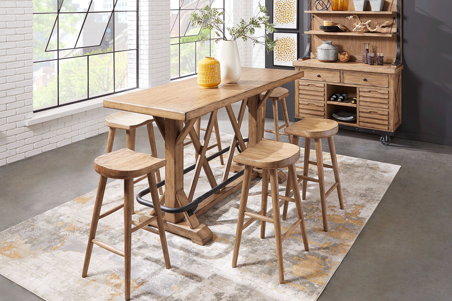 Eric Church Highway To Home Tap Room Blonde 5 Pc Bar Height Dining Room - Image 1