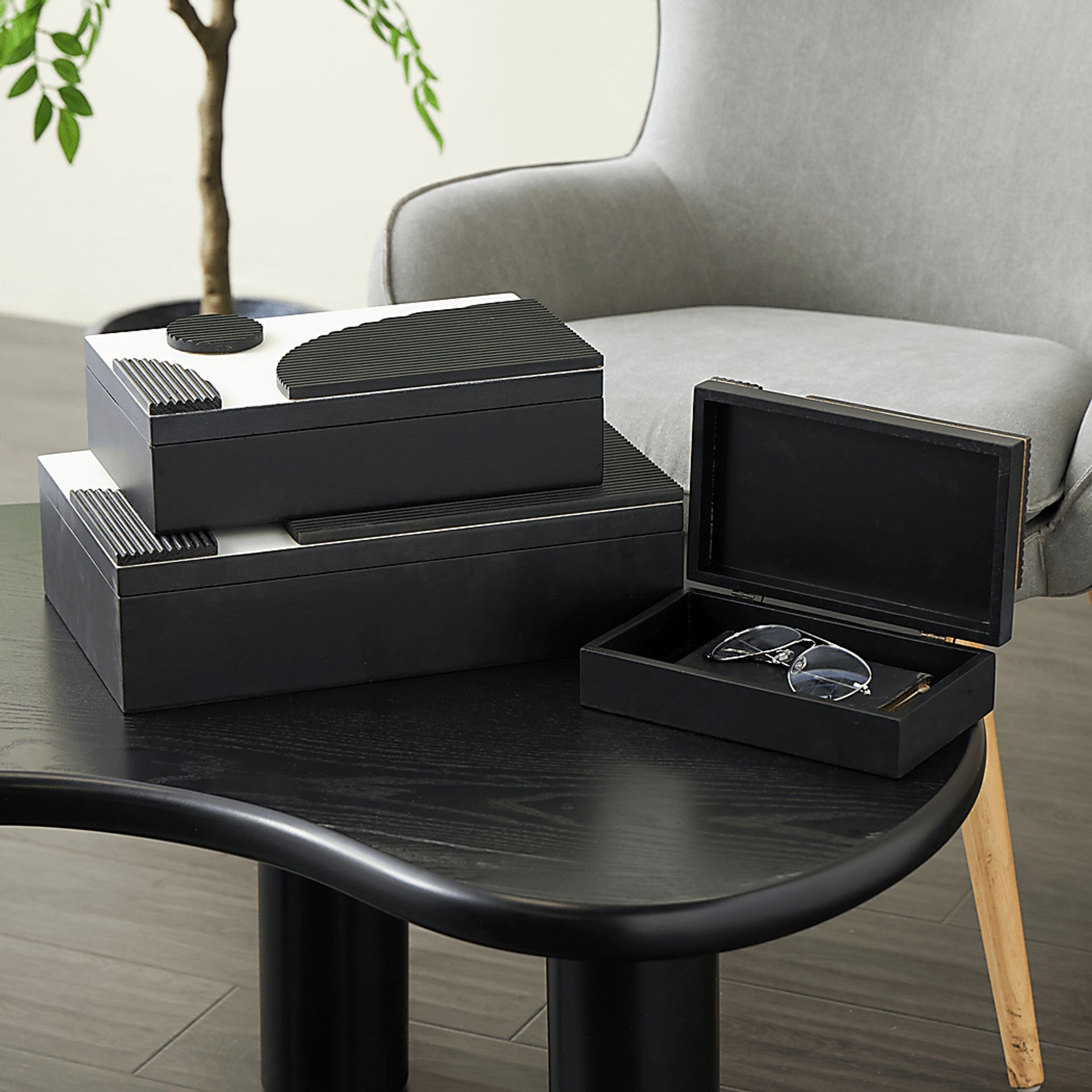 Eridal Black Decorative Box, Set of 3 - Image 2