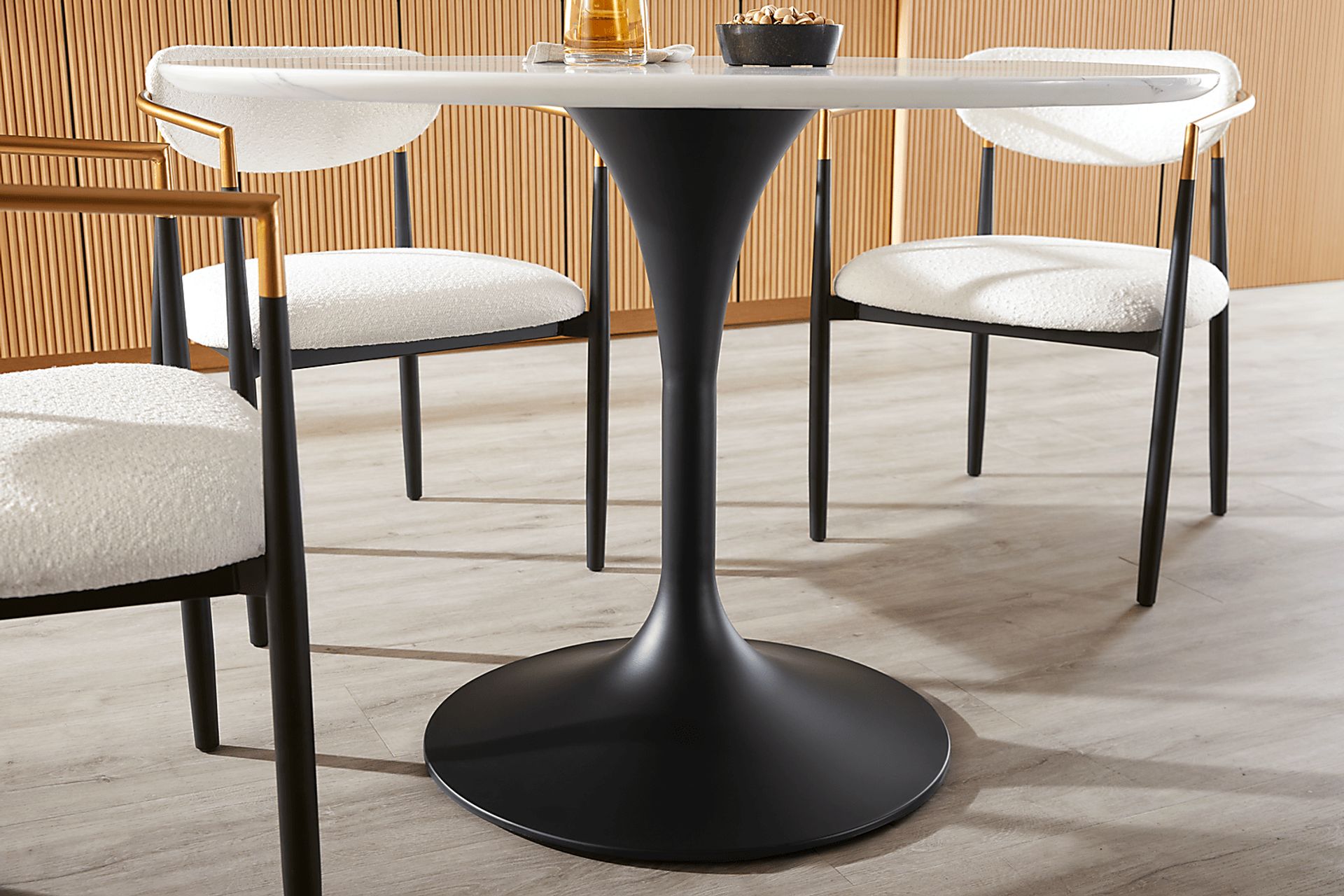 Eris White and Black Round Dining Table - Image 3