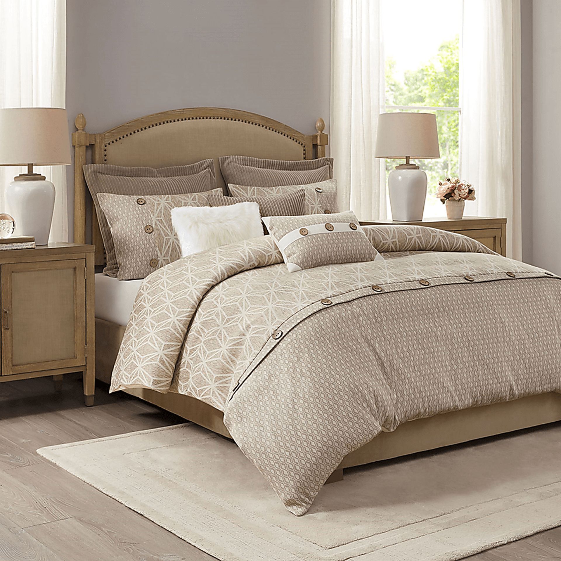 Erixa Beige Queen Comforter Set - Image 3