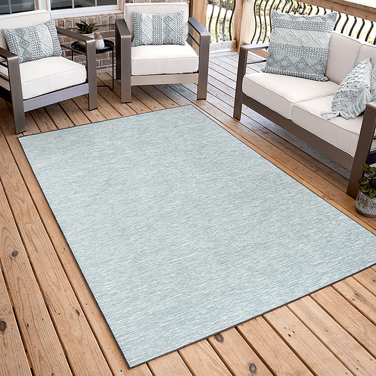 Erobe Light Blue Polypropylene Fabric Rug | Rooms to Go