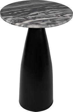 Erudite Black Accent Table with Black Marble Top