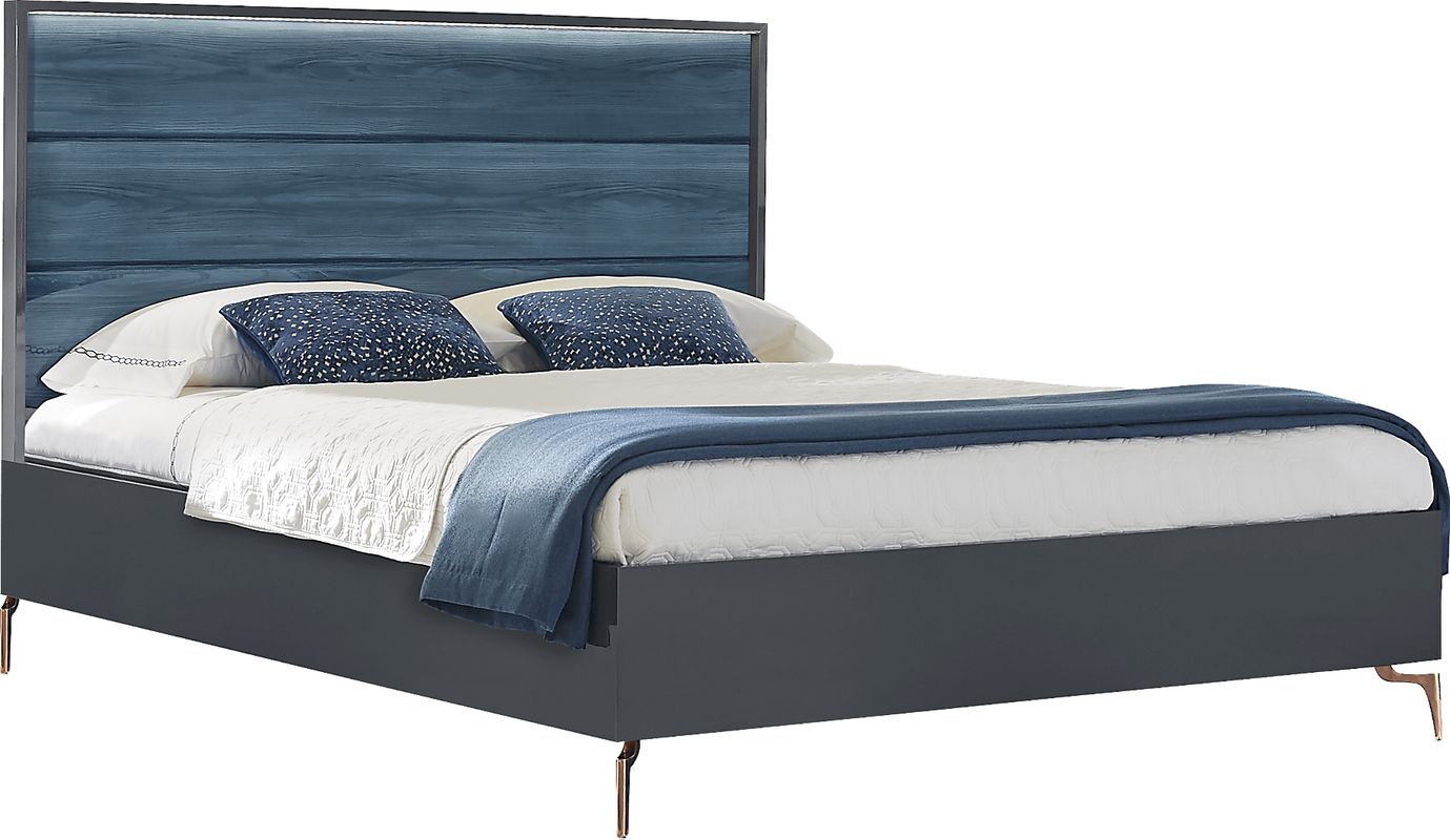 Esmedira Blue 3 Pc Queen Panel Bed