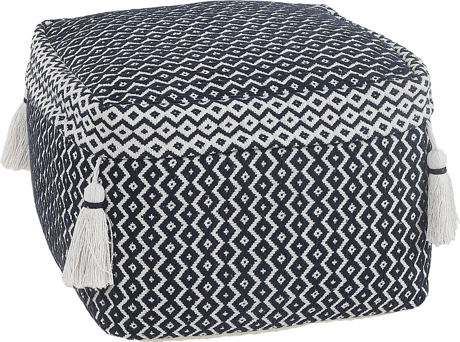 Esrinna Navy/Ivory Pouf - Image 1