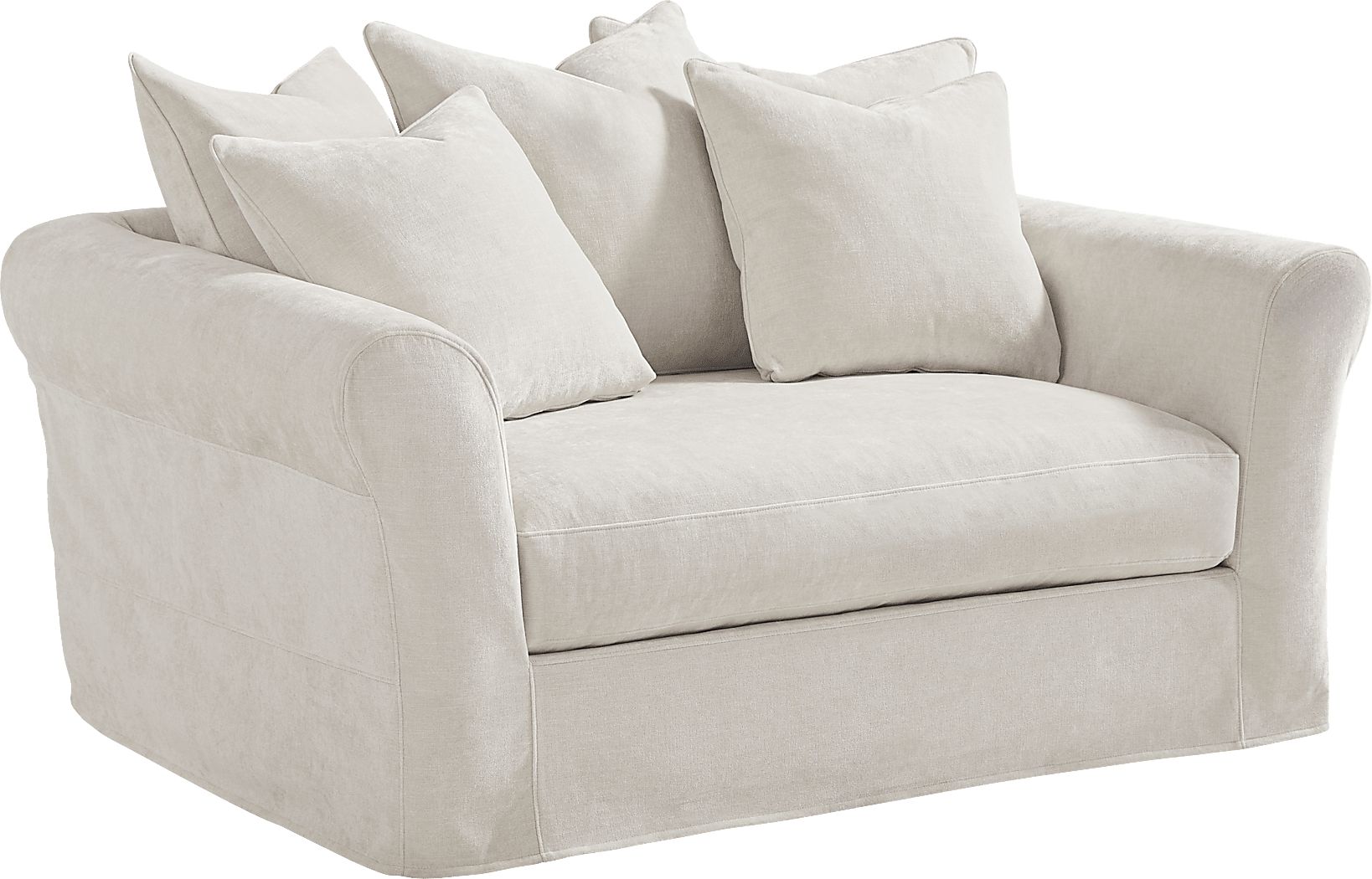 Cindy Crawford Essex Lane Ivory Beige Chenille Fabric Chair
