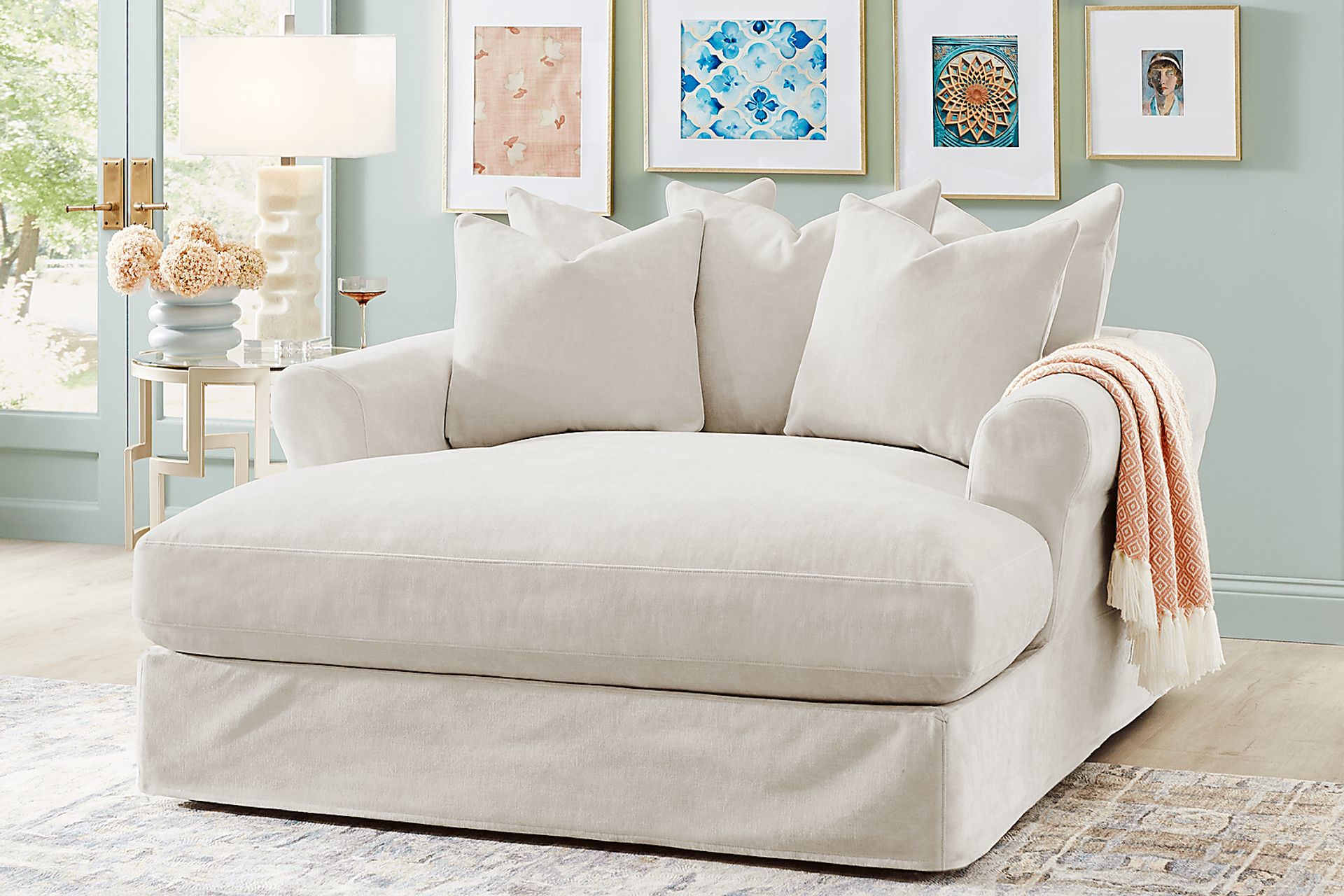 Essex Lane Ivory Slipcover Chaise - Image 3