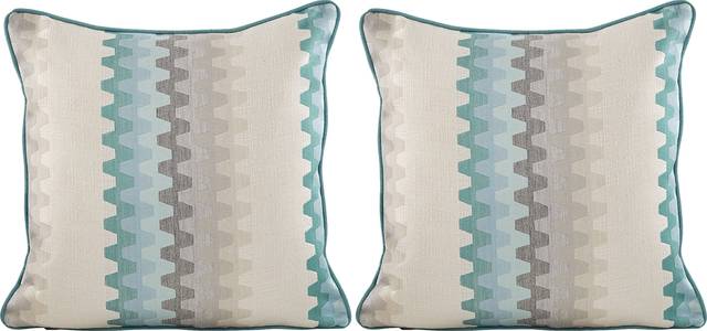 Accordian Geo Turquoise Indoor/Outdoor Accent Pillow, Set of Two - Thumbnail - Image 1