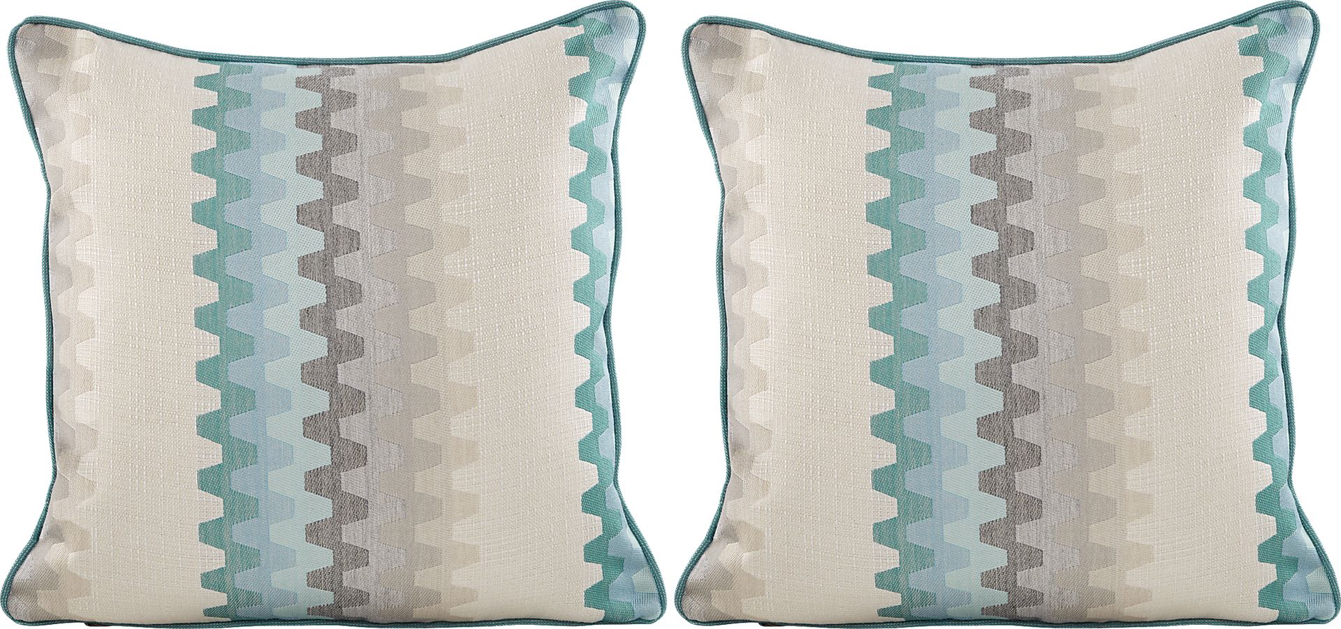 Accordian Geo Turquoise Indoor/Outdoor Accent Pillow, Set of Two - Image 1