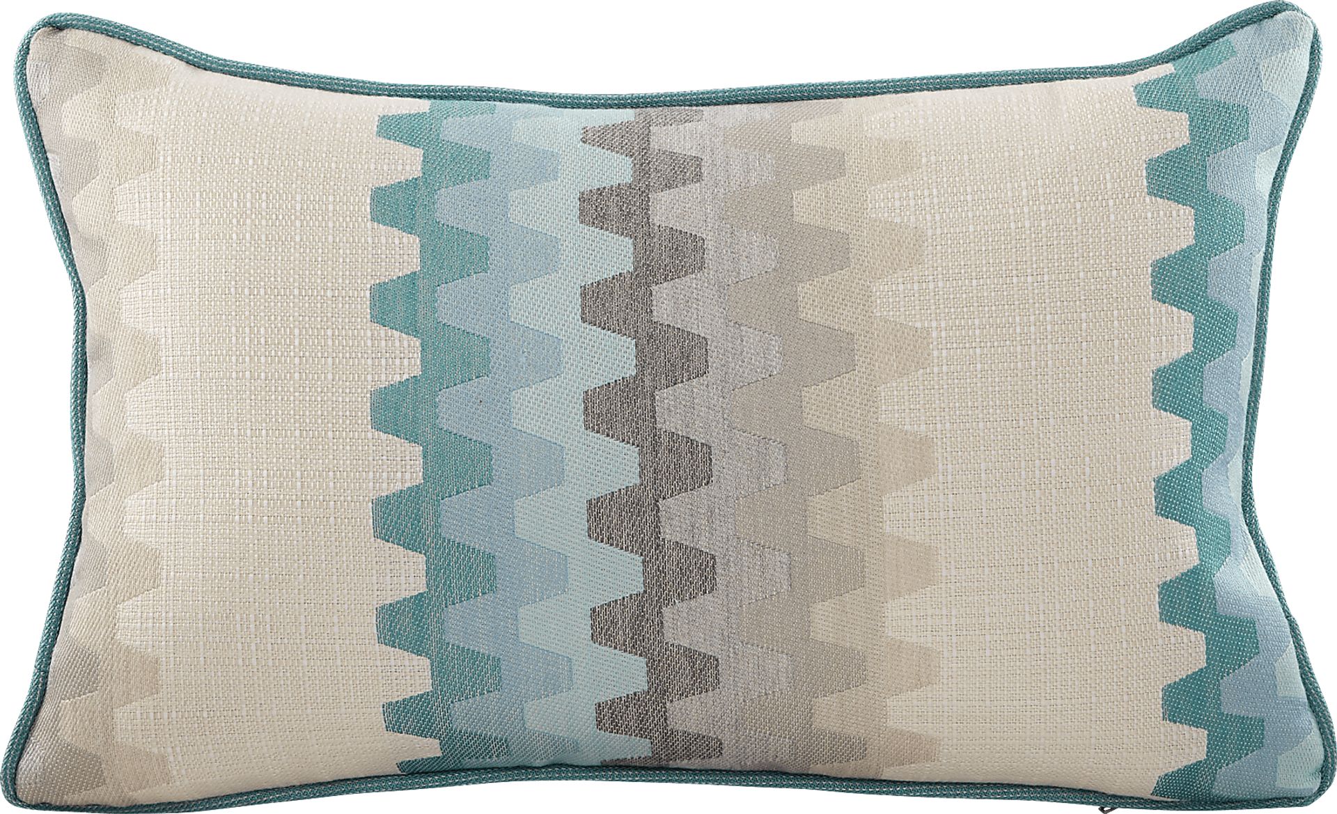 Accordian Geo Turquoise Indoor/Outdoor Accent Pillow - Image 1