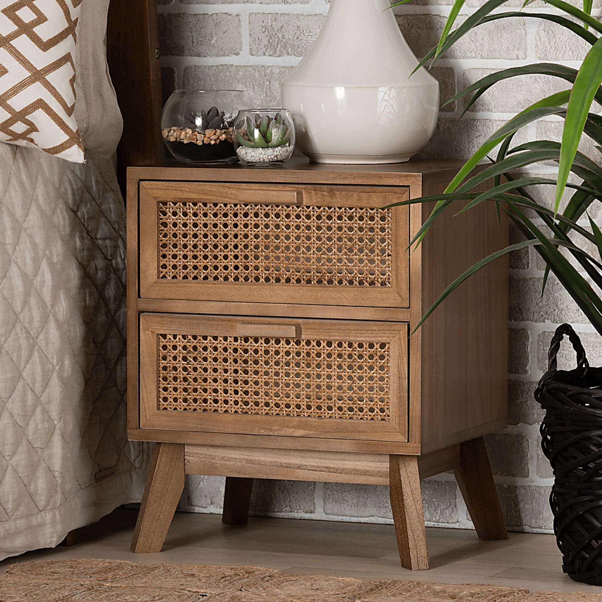 Ethelwyn Brown 2 Drawer Nightstand - Image 3