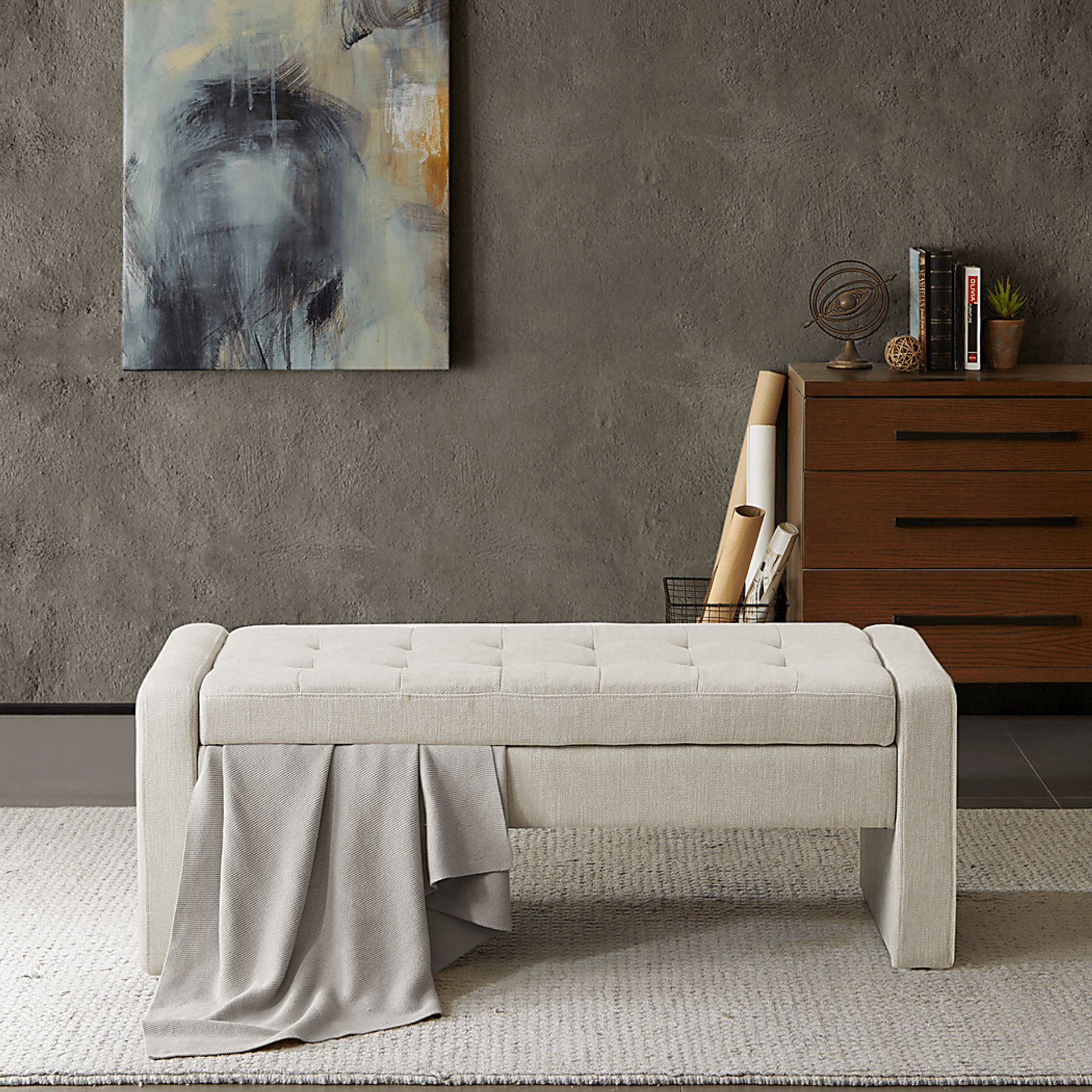 Etton Beige Storage Bench - Image 2