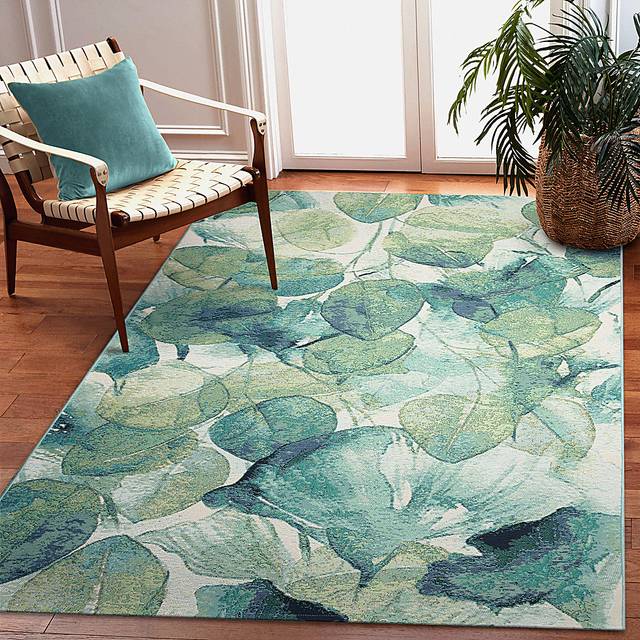 Eucapas Green 4'10 x 7'6 Indoor/Outdoor Rug - Thumbnail - Image 2
