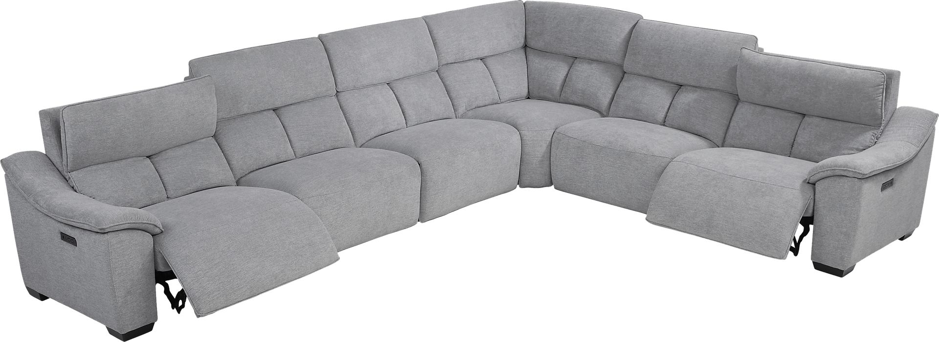 Eustice Bank Light Gray 6 Pc Dual Power Reclining Sectional - Image 3