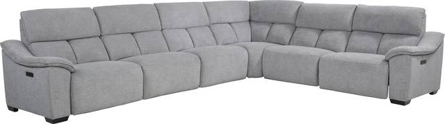 Eustice Bank Light Gray 6 Pc Dual Power Reclining Sectional - Thumbnail - Image 1