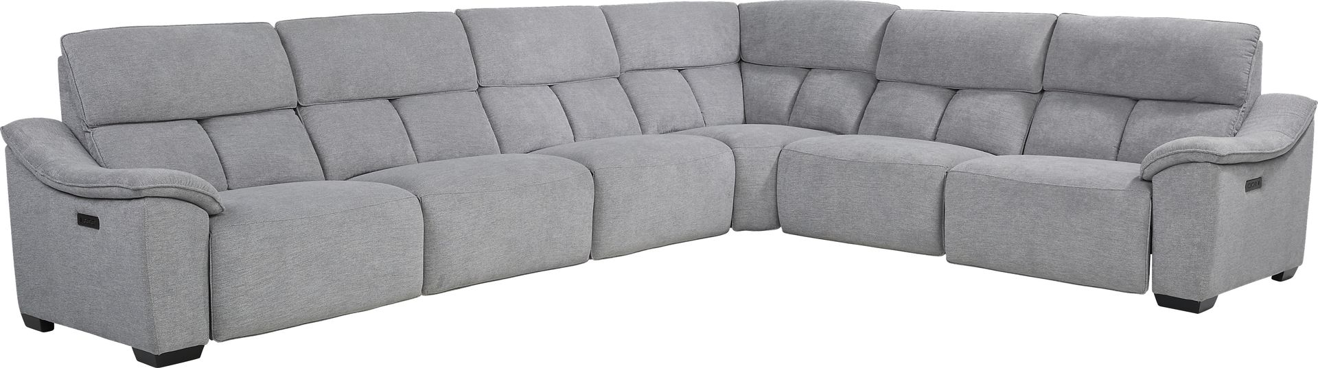 Eustice Bank Light Gray 6 Pc Dual Power Reclining Sectional - Image 1