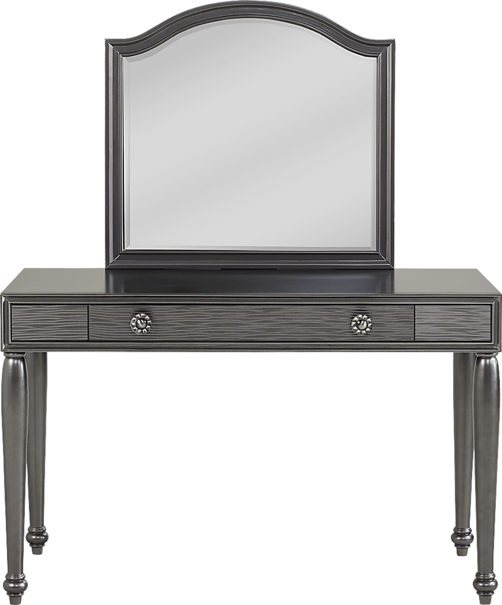Evangeline Charcoal Vanity Desk with Mirror - Image 1