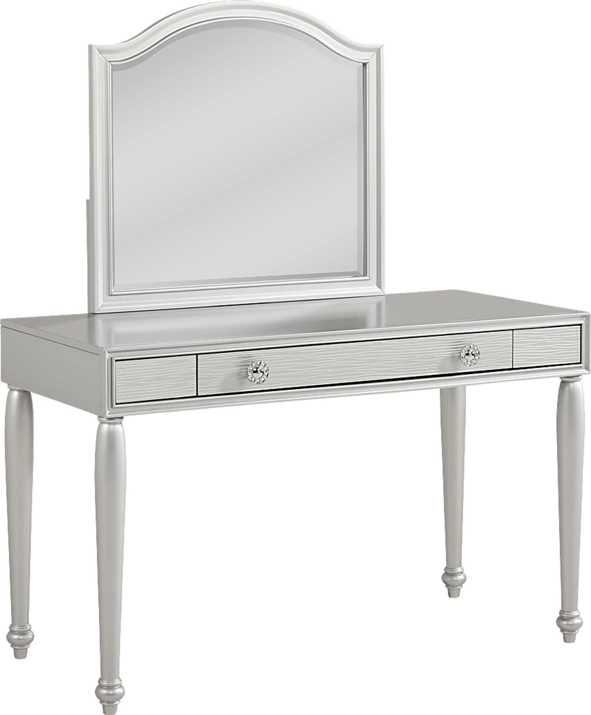 Evangeline Silver Vanity Desk with Mirror - Image 2