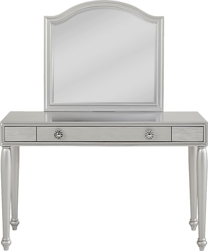 Evangeline 2 Pc Silver Gray Vanity Desk With Mirror Rooms to Go