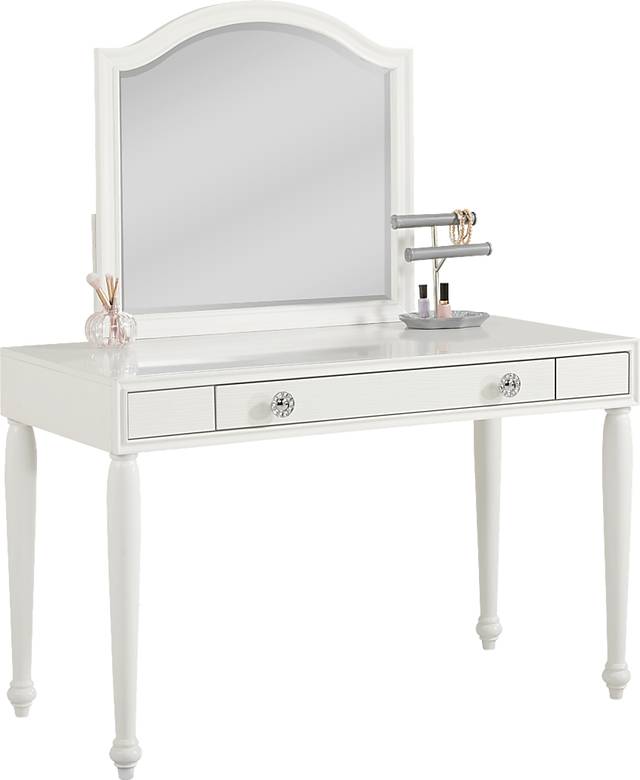 Evangeline White Vanity Desk with Mirror - Thumbnail - Image 3